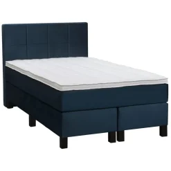 1-Persoons Boxsprings-Leen Bakker Boxspring Liv geblokt - blauw - 120x200 cm - vierkante poot