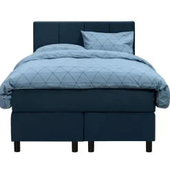 1-Persoons Boxsprings-Leen Bakker Boxspring Liv geblokt - blauw - 120x200 cm - ronde poot