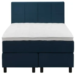 1-Persoons Boxsprings-Leen Bakker Boxspring Liv geblokt - blauw - 120x200 cm - ronde poot