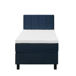 Leen Bakker Boxspring Liv geblokt - blauw - 90x200 cm - vierkante poot