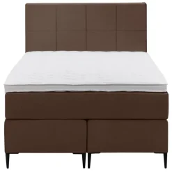 1-Persoons Boxsprings-Leen Bakker Boxspring Liv geblokt - bruin - 120x200 cm - slanke poot