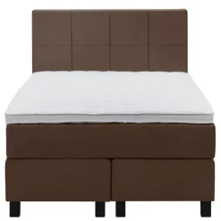 Leen Bakker Boxspring Liv geblokt - bruin - 120x200 cm - vierkante poot