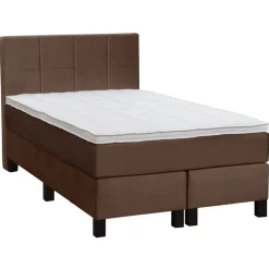 Leen Bakker Boxspring Liv geblokt - bruin - 120x200 cm - vierkante poot