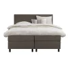 Leen Bakker Boxspring Liv geblokt - donkerbruin - 160x200 cm - ronde poot