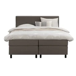 Leen Bakker Boxspring Liv geblokt - donkerbruin - 160x200 cm - ronde poot