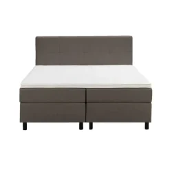 Leen Bakker Boxspring Liv geblokt - donkerbruin - 160x200 cm - ronde poot