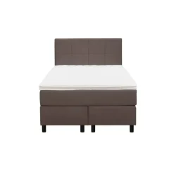 Leen Bakker Boxspring Liv geblokt - donkerbruin - 120x200 cm - ronde poot