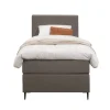 Leen Bakker Boxspring Liv geblokt - donkerbruin - 90x200 cm - slanke poot