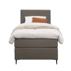 Leen Bakker Boxspring Liv geblokt - donkerbruin - 90x200 cm - slanke poot