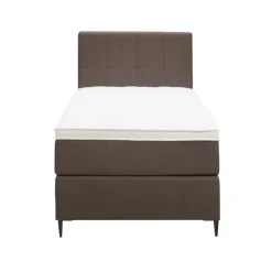 Leen Bakker Boxspring Liv geblokt - donkerbruin - 90x200 cm - slanke poot