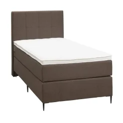 Leen Bakker Boxspring Liv geblokt - donkerbruin - 90x200 cm - slanke poot
