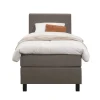 1-Persoons Boxsprings-Leen Bakker Boxspring Liv geblokt - donkerbruin - 90x200 cm - vierkante poot