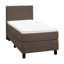 1-Persoons Boxsprings-Leen Bakker Boxspring Liv geblokt - donkerbruin - 90x200 cm - vierkante poot