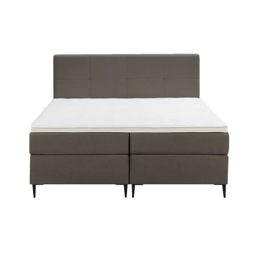 2-Persoons Boxsprings-Leen Bakker Boxspring Liv geblokt - donkerbruin - 160x200 cm - slanke poot