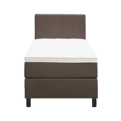 1-Persoons Boxsprings-Leen Bakker Boxspring Liv geblokt - donkerbruin - 90x200 cm - ronde poot