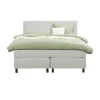 Leen Bakker Boxspring Liv geblokt - ecru - 140x200 cm - ronde poot