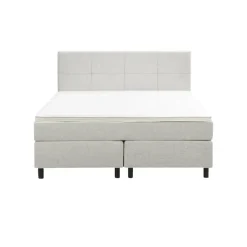 Leen Bakker Boxspring Liv geblokt - ecru - 140x200 cm - ronde poot