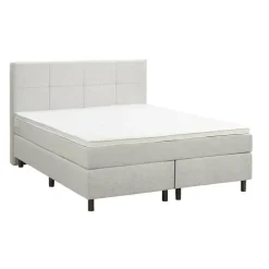Leen Bakker Boxspring Liv geblokt - ecru - 140x200 cm - ronde poot