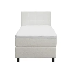 Leen Bakker Boxspring Liv geblokt - ecru - 90x200 cm - ronde poot