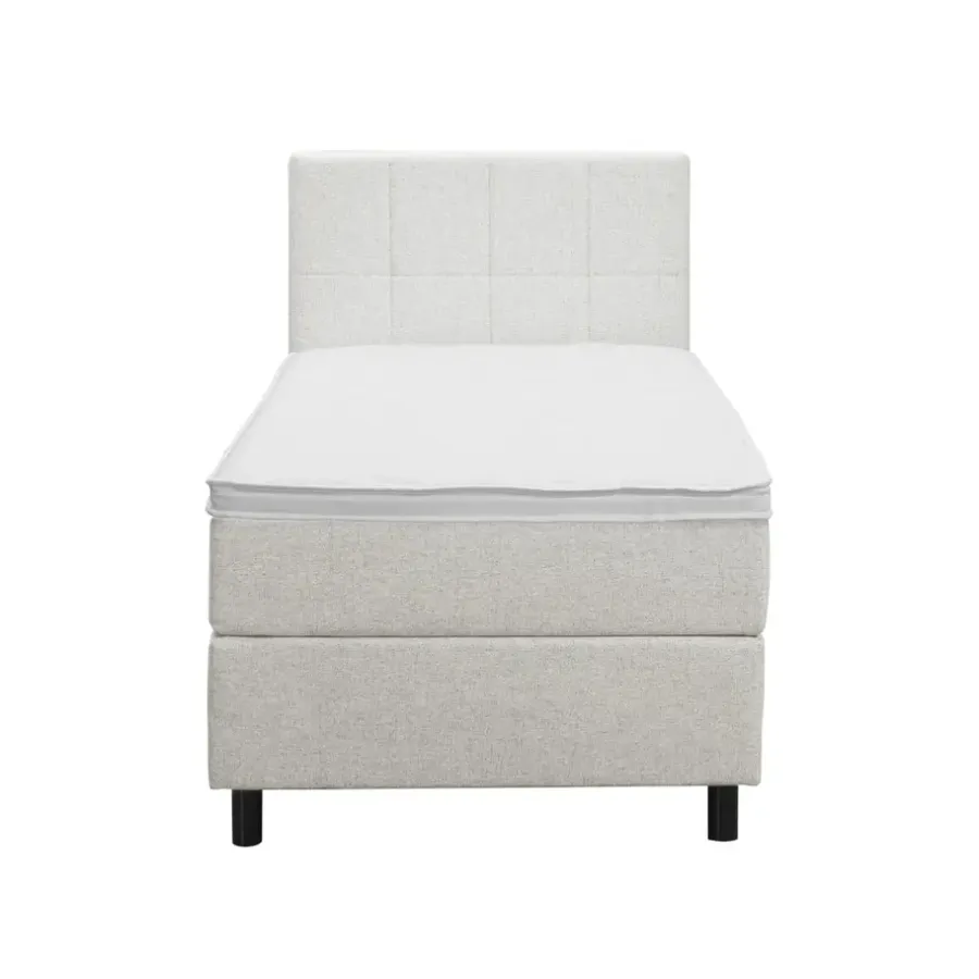 Leen Bakker Boxspring Liv geblokt - ecru - 90x200 cm - ronde poot
