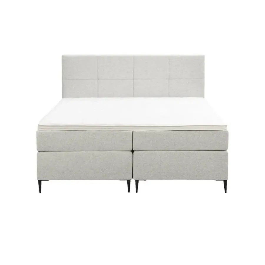2-Persoons Boxsprings-Leen Bakker Boxspring Liv geblokt - ecru - 180x200 cm - slanke poot