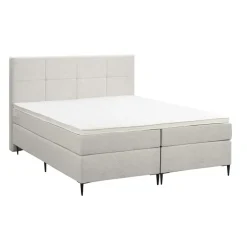 2-Persoons Boxsprings-Leen Bakker Boxspring Liv geblokt - ecru - 180x200 cm - slanke poot