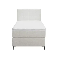 1-Persoons Boxsprings-Leen Bakker Boxspring Liv geblokt - ecru - 90x200 cm - slanke poot
