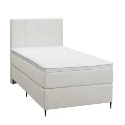1-Persoons Boxsprings-Leen Bakker Boxspring Liv geblokt - ecru - 90x200 cm - slanke poot