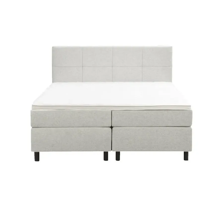 2-Persoons Boxsprings-Leen Bakker Boxspring Liv geblokt - ecru - 160x200 cm - ronde poot