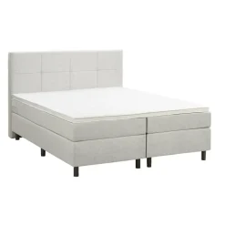 2-Persoons Boxsprings-Leen Bakker Boxspring Liv geblokt - ecru - 160x200 cm - ronde poot