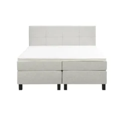 Leen Bakker Boxspring Liv geblokt - ecru - 180x200 cm - vierkante poot