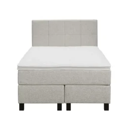Leen Bakker Boxspring Liv geblokt - ecru - 120x200 cm - vierkante poot