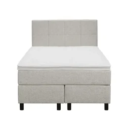 Leen Bakker Boxspring Liv geblokt - ecru - 120x200 cm - ronde poot