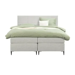 Leen Bakker Boxspring Liv geblokt - ecru - 160x200 cm - slanke poot