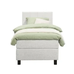 Leen Bakker Boxspring Liv geblokt - ecru - 90x200 cm - vierkante poot