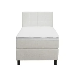 Leen Bakker Boxspring Liv geblokt - ecru - 90x200 cm - vierkante poot
