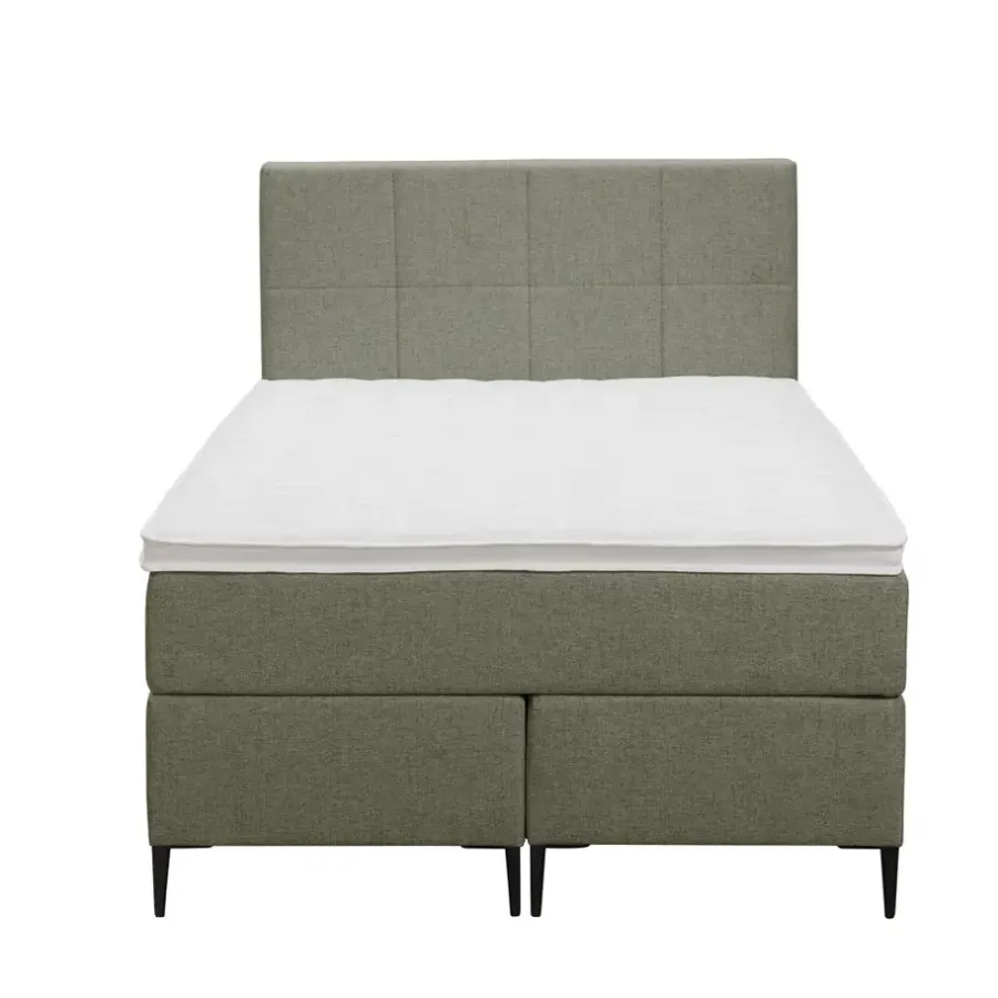 Leen Bakker Boxspring Liv geblokt - groen - 120x200 cm - slanke poot