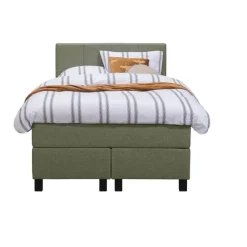 Leen Bakker Boxspring Liv geblokt - groen - 120x200 cm - vierkante poot