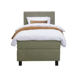 Leen Bakker Boxspring Liv geblokt - groen - 90x200 cm - vierkante poot