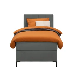 1-Persoons Boxsprings-Leen Bakker Boxspring Liv geblokt - grijs - 90x200 cm - slanke poot