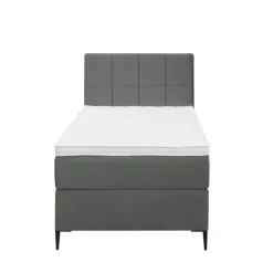 1-Persoons Boxsprings-Leen Bakker Boxspring Liv geblokt - grijs - 90x200 cm - slanke poot