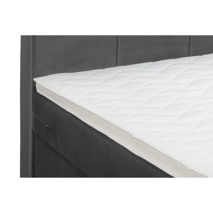 1-Persoons Boxsprings-Leen Bakker Boxspring Liv geblokt - grijs - 90x200 cm - slanke poot