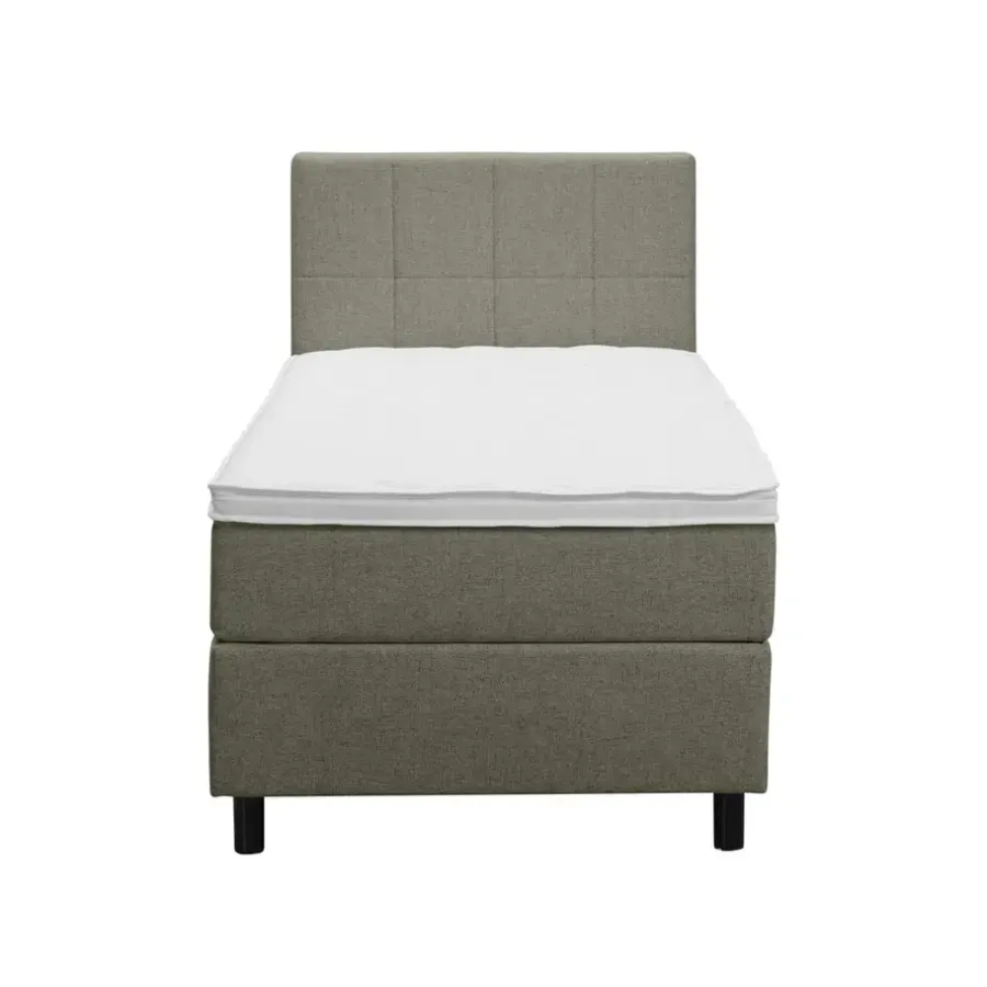 1-Persoons Boxsprings-Leen Bakker Boxspring Liv geblokt - groen - 90x200 cm - ronde poot