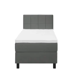 1-Persoons Boxsprings-Leen Bakker Boxspring Liv geblokt - grijs - 90x200 cm - vierkante poot