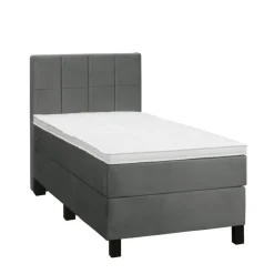 1-Persoons Boxsprings-Leen Bakker Boxspring Liv geblokt - grijs - 90x200 cm - vierkante poot