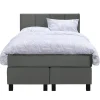Leen Bakker Boxspring Liv geblokt - grijs - 120x200 cm - vierkante poot