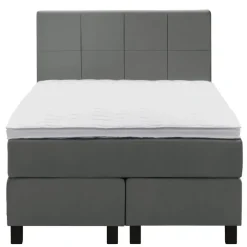 Leen Bakker Boxspring Liv geblokt - grijs - 120x200 cm - vierkante poot
