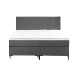 Leen Bakker Boxspring Liv geblokt - grijs - 160x200 cm - slanke poot