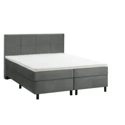 2-Persoons Boxsprings-Leen Bakker Boxspring Liv geblokt - grijs - 160x200 cm - ronde poot