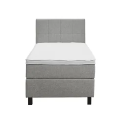 Leen Bakker Boxspring Liv geblokt - lichtgrijs - 90x200 cm - vierkante poot